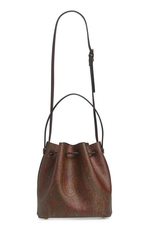 Shop Etro Small Arnica Coated Canvas Bucket Bag In Brown
