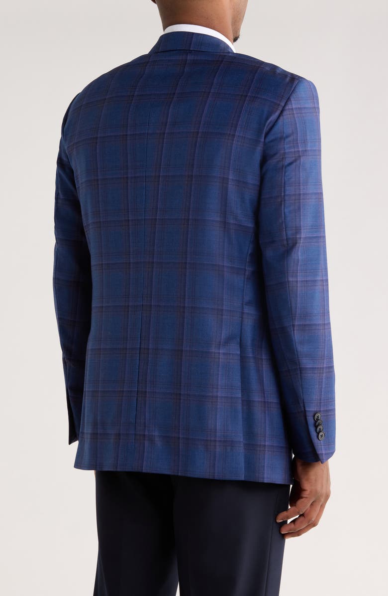 Peter Millar Blue Plaid Notch Lapel Wool Sport Coat, Alternate, color, Blue