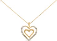 Haus of Brilliance Gold Vermeil Double Heart Diamond Accent Pendant Necklace