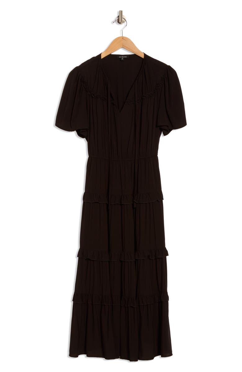 AREA STARS Ari Tiered Midi Dress, Alternate, color, Black