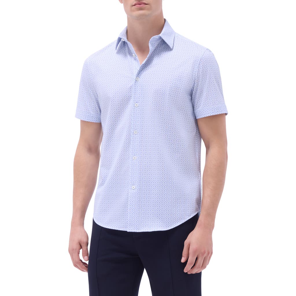 Bugatchi Miles Ooohcotton® Floral Short Sleeve Button-up Shirt In Cobalt
