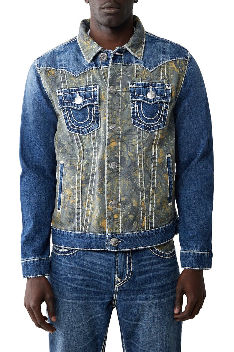 True Religion Jimmy Super T Buddha Camo Denim Trucker Jacket (Men