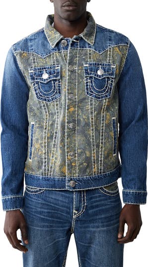 True Religion Jimmy Super T Buddha Camo Denim Trucker Jacket 