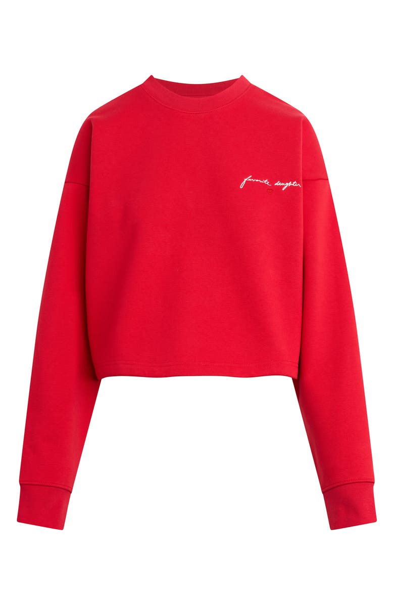 Favorite Daughter The Cropped Signature Sweatshirt, Main, color, Rouge Red/ Red