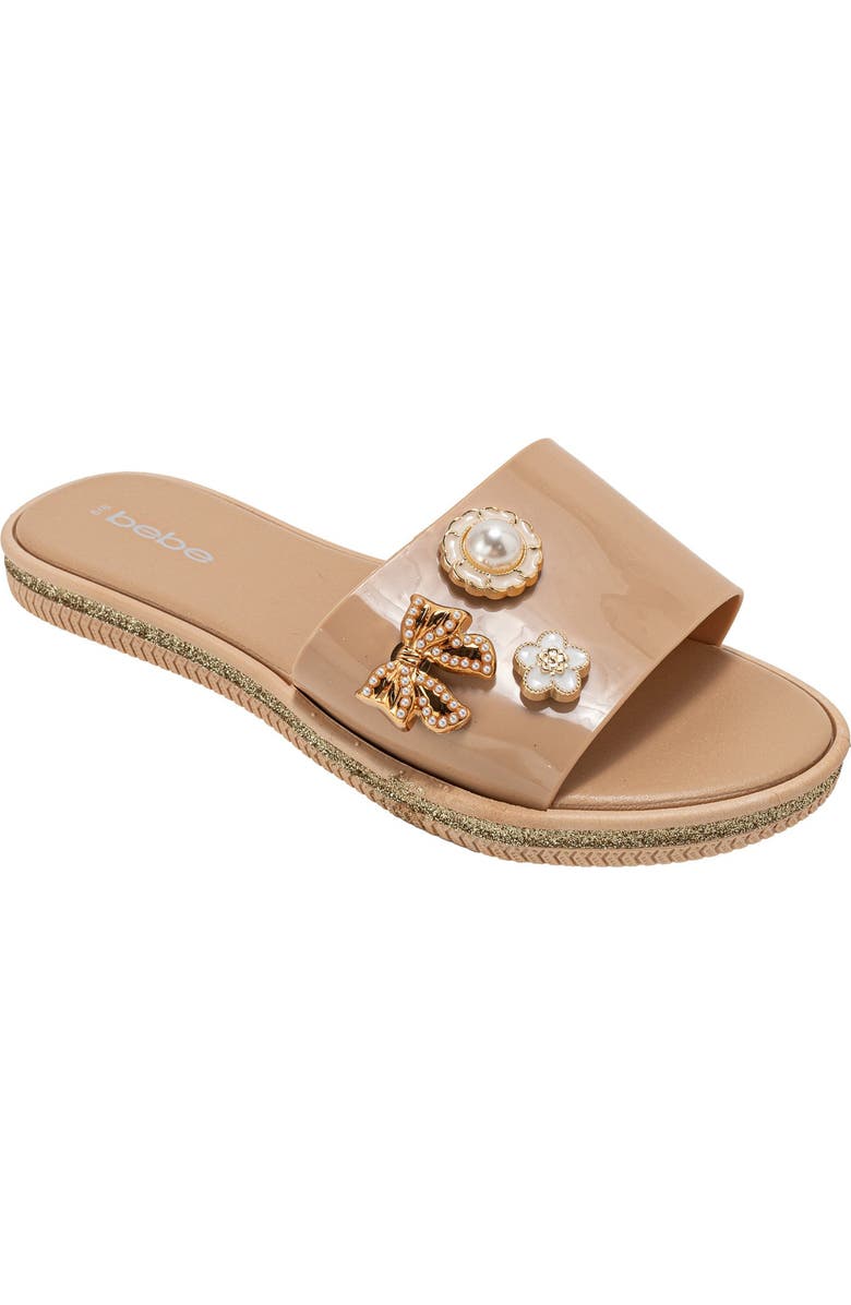 bebe Charm Slide Sandal, Main, color, Tan