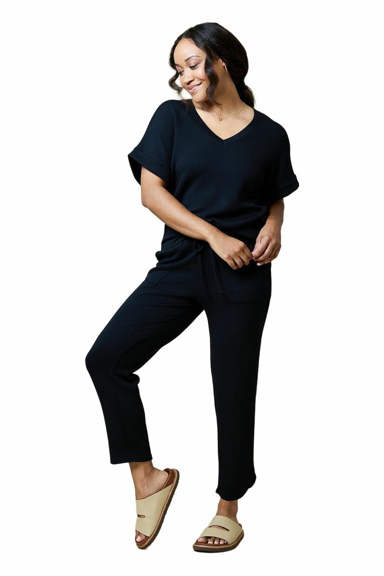 Athleisure PureDream V-Neck Lounge Set, Main, color, Black