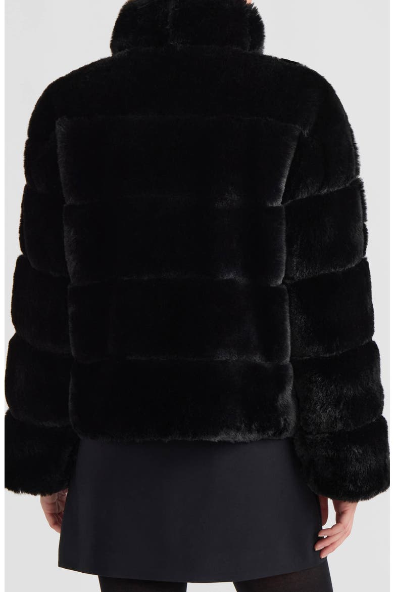 Eva Wide Stripe Faux Fur Jacket, Alternate, color, BLACK