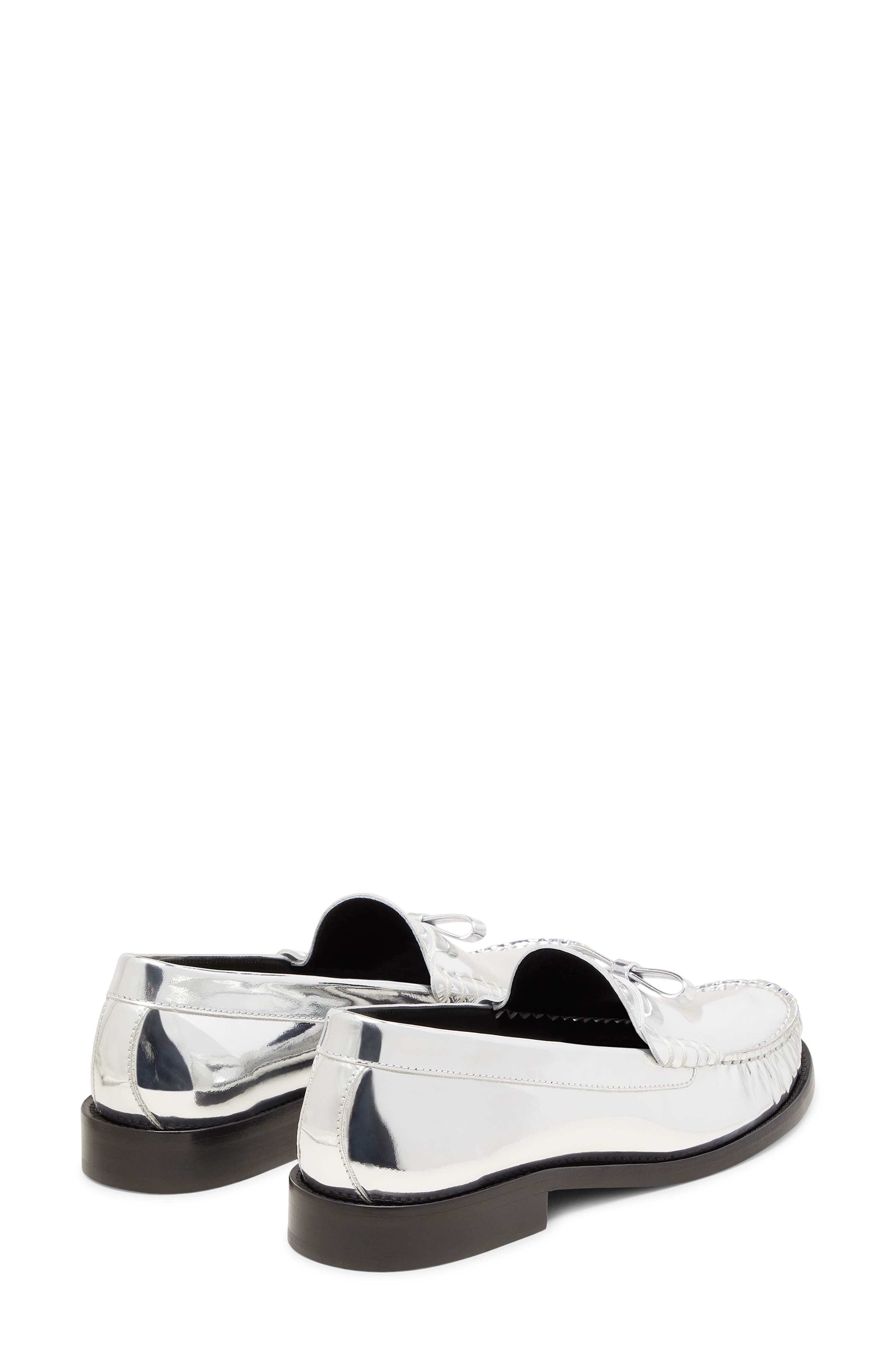 Stuart Weitzman Lottie Bow Loafer, Alternate, color, Silver