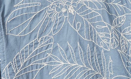 Tommy Bahama Blanca Vines Floral Embroidered Short Sleeve Cotton Button-up Shirt