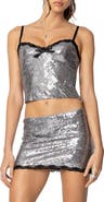 EDIKTED Revel Sequin Lace Trim Camisole