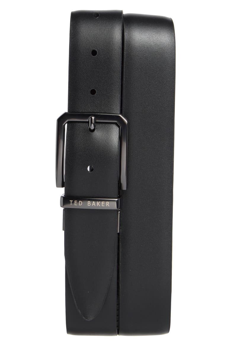 Reversible Embossed Leather Belt, Alternate, color, BROWN/BLACK