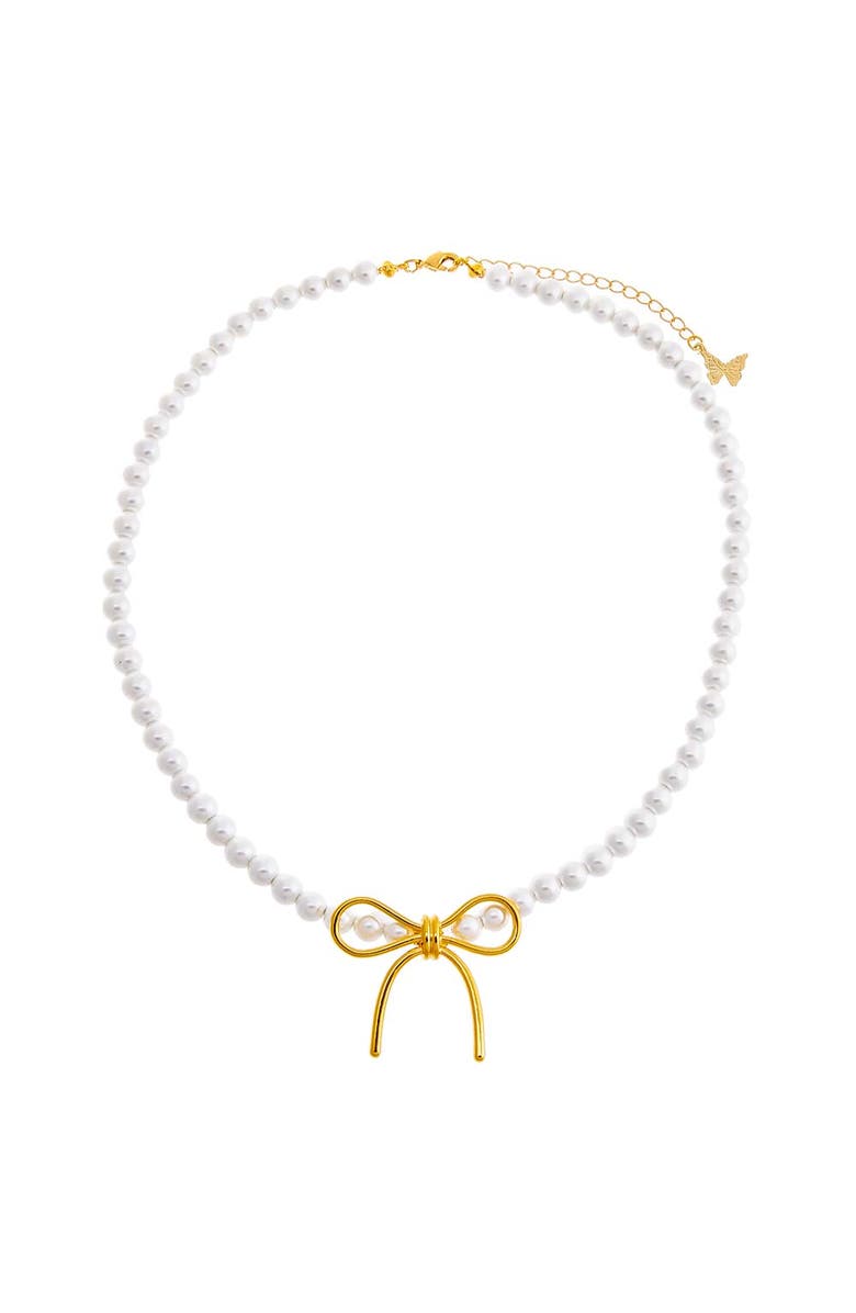 BY ADINA EDEN Pearl X Solid Bow Tie Necklace, Alternate, color, 
