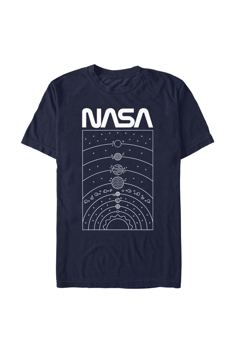 Men's NASA Solar System Outline Poster Graphic T-Shirt, Main, color, Navy Blue