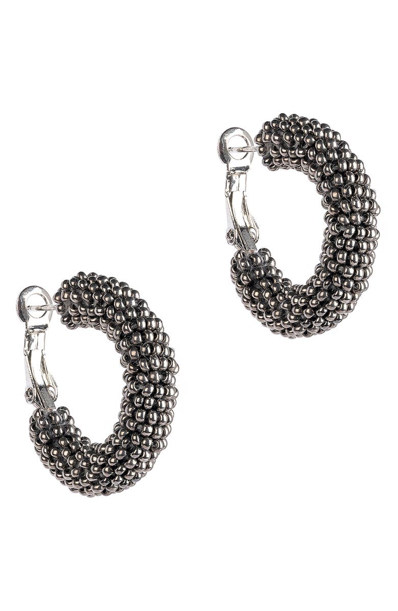 Deepa Gurnani Archie Hoop Earrings, Main, color, Gunmetal
