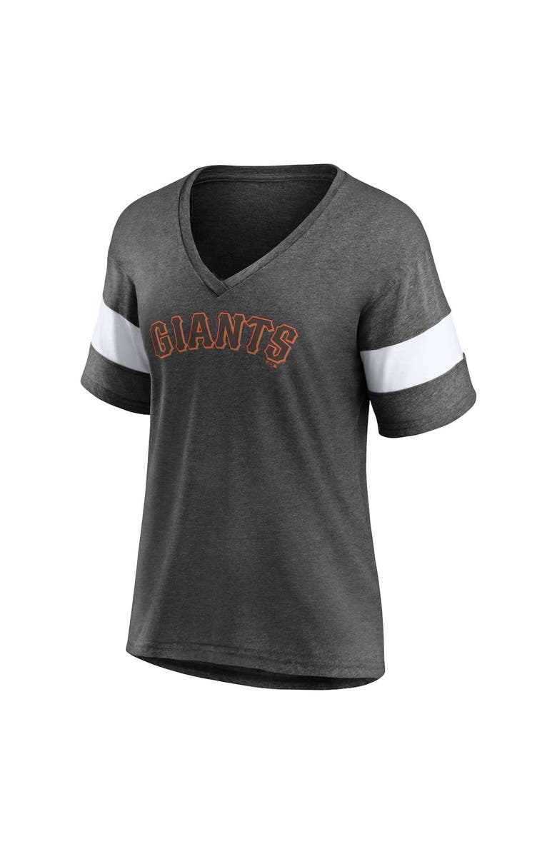 FANATICS Women's Fanatics Branded Heathered Charcoal San Francisco Giants Wordmark V-Neck Tri-Blend T-Shirt, Alternate, color, Heather Charcoal