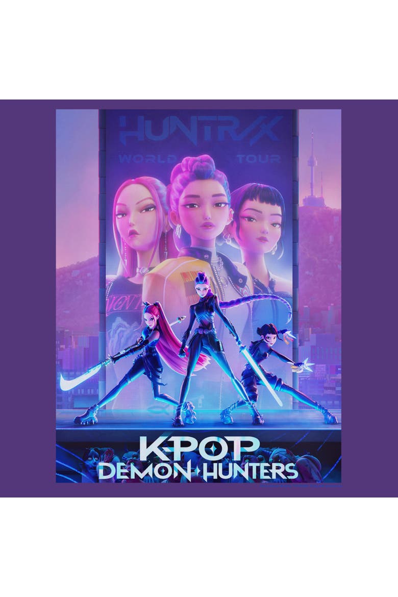 Men's KPop Demon Hunters Trio Poster  Graphic T-Shirt, Alternate, color, Purple