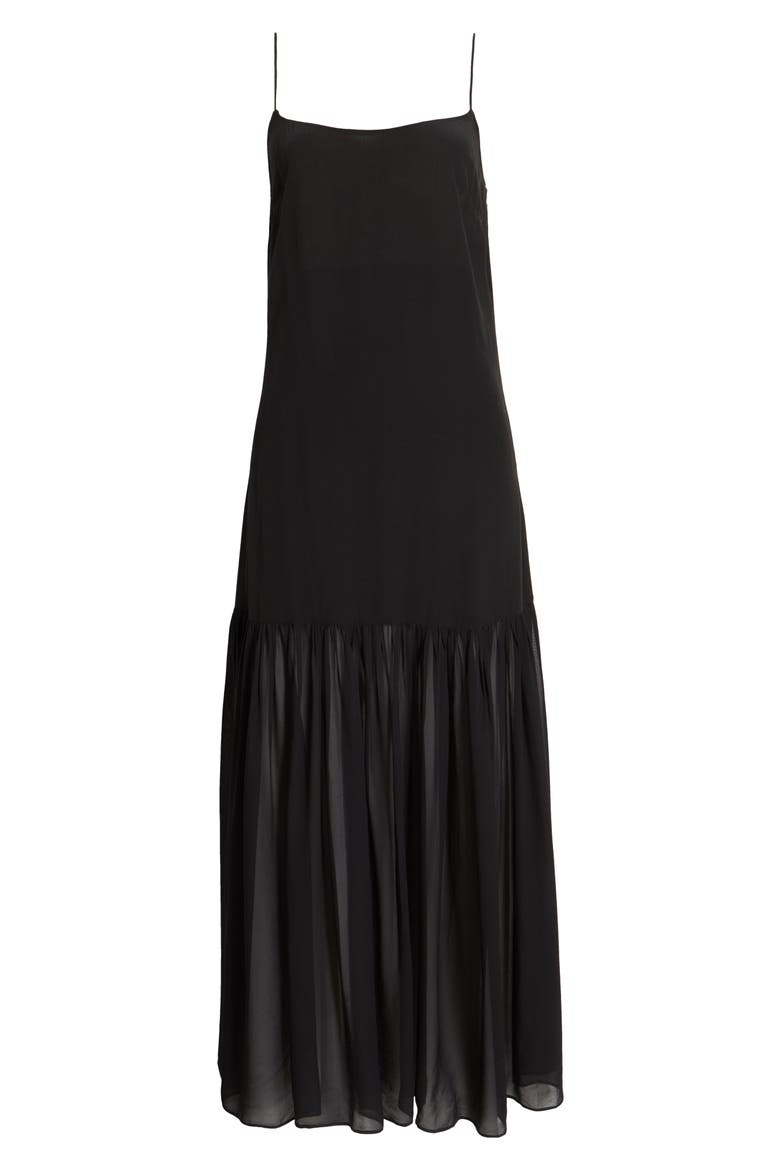 Chandra Sleeveless Ruffle Hem Maxi Dress, Alternate, color, BLACK