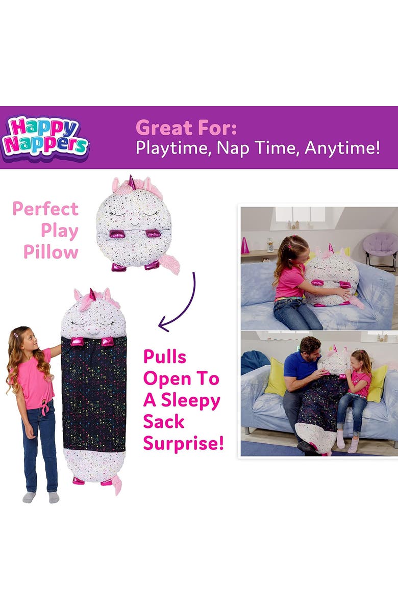 Happy Nappers Pillow & Sleepy Sack Large Shimmer Unicorn 7+, Alternate, color, 