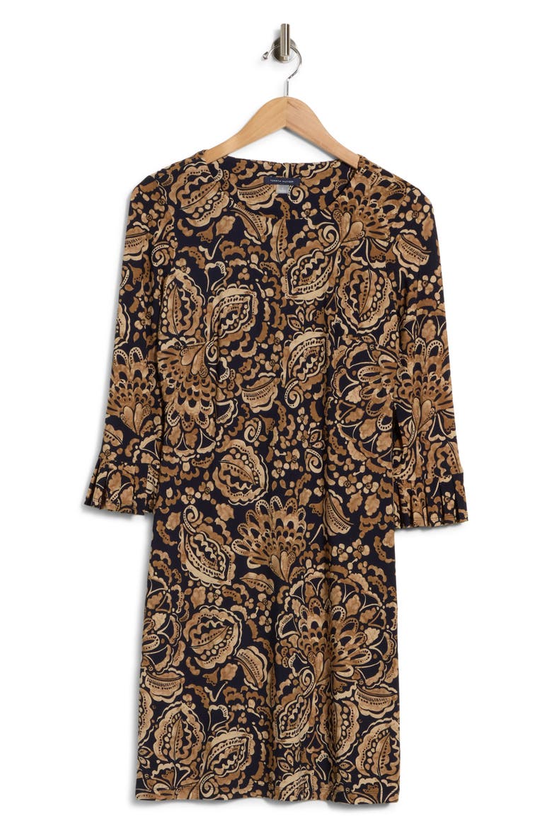 Paisley Long Sleeve Shift Dress, Main, color, MIDNT MULT