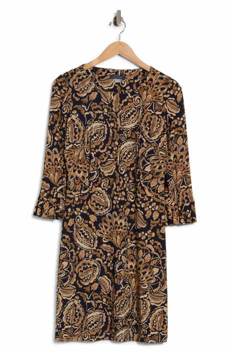 Paisley Long Sleeve Shift Dress