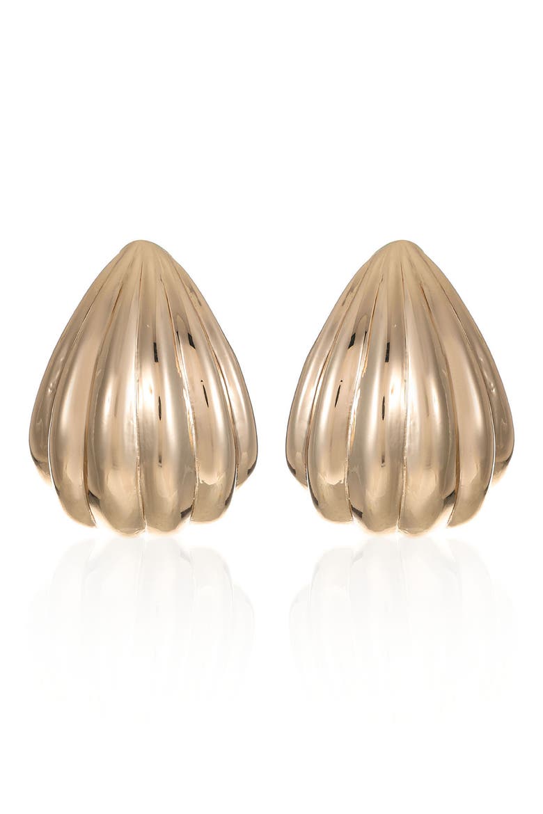 Curved Chunky Huggie Earrings, Alternate, color, GOLD