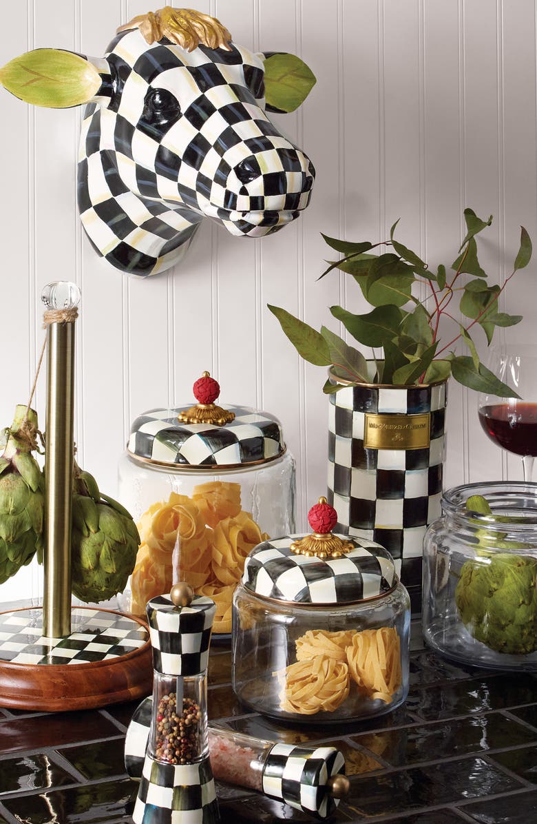 MACKENZIE CHILDS Courtly Check Large Kitchen Canister, Alternate, color, Black/ White
