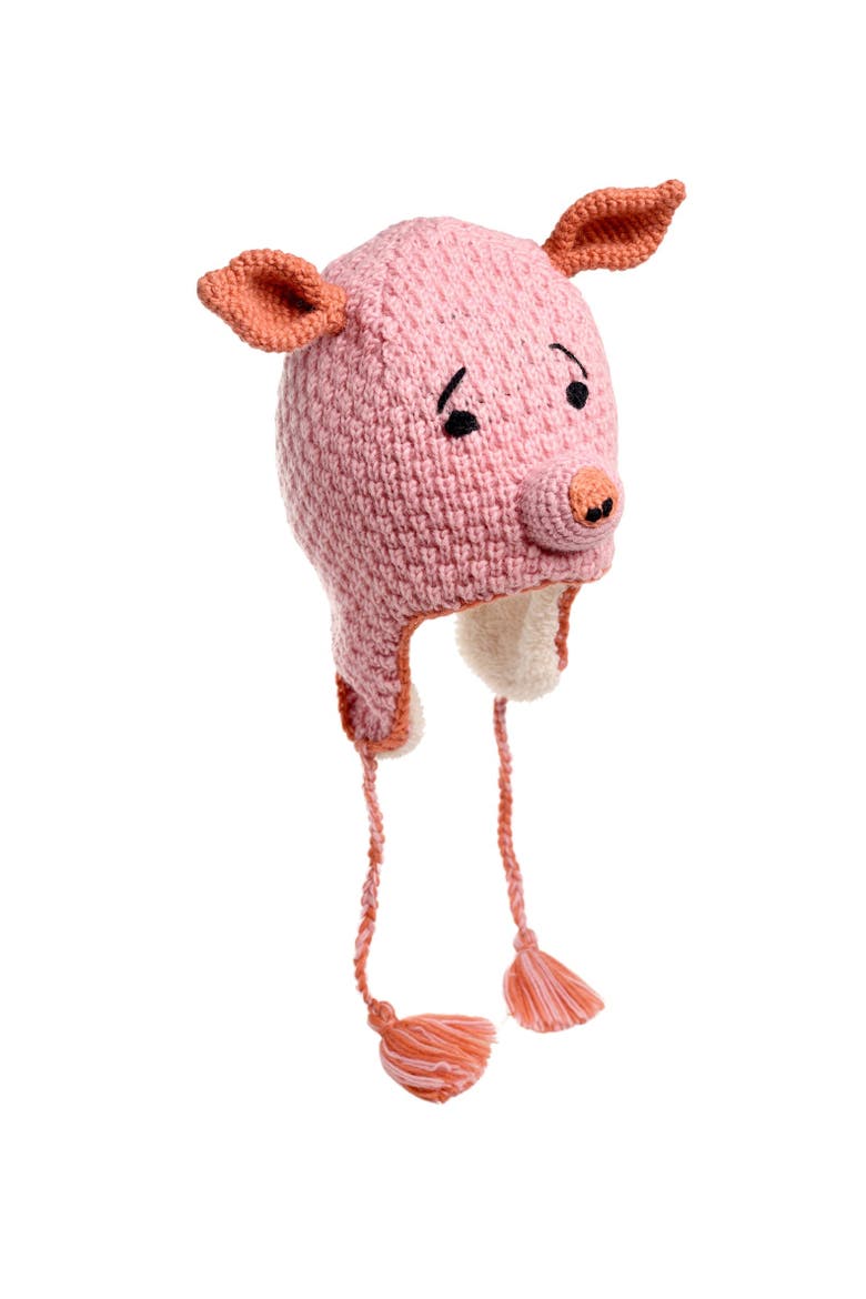 Crochet Piggy Hat, Alternate, color, White