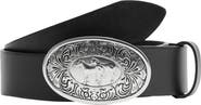 MANGO Engraved Buckle Leather Belt