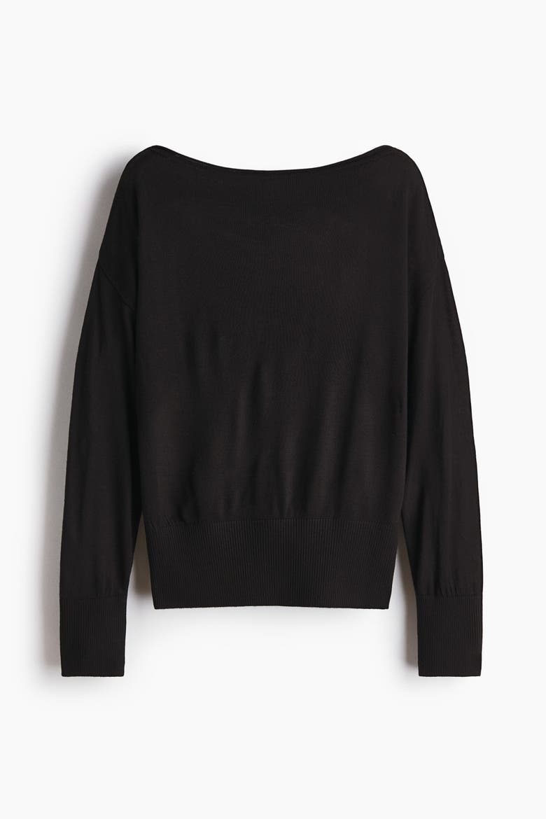 Fine-knit One-shoulder Top, Alternate, color, Black