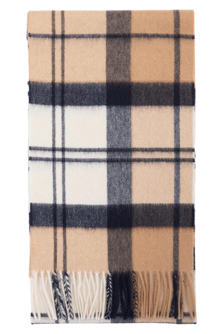 Tartan Cashmere Scarf, Alternate, color, HESSIAN NAVY