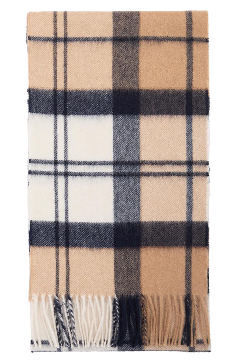 Barbour Tartan Cashmere Scarf, Alternate, color, Hessian Navy