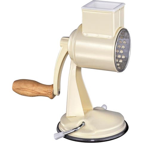 Classic Drum Grater with Suction Base, 2 Grating Drums, Pestle, and Vegetable Cutter