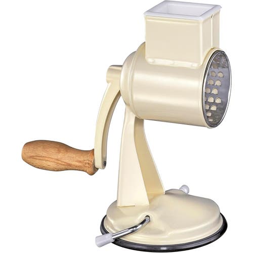 Zassenhaus Classic Drum Grater With Suction Base, 2 Grating Drums, Pestle, And Vegetable Cutter In Beige