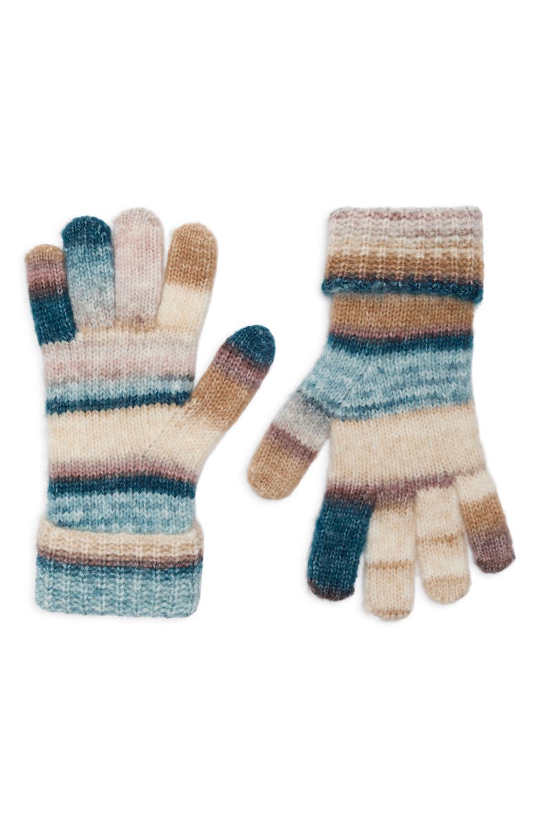 Treasure & Bond Mélange Stripe Gloves, Main, color, Teal Surf