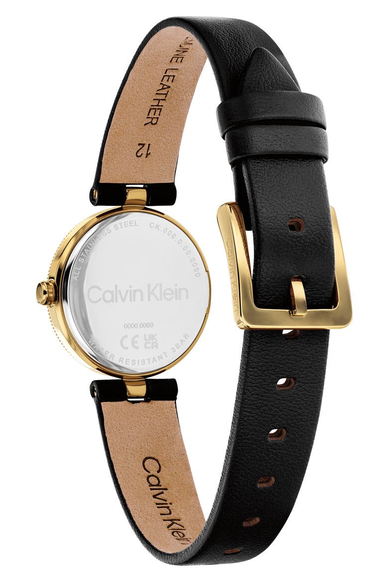 Gleam Leather Strap Watch, 24mm, Alternate, color, BLACK