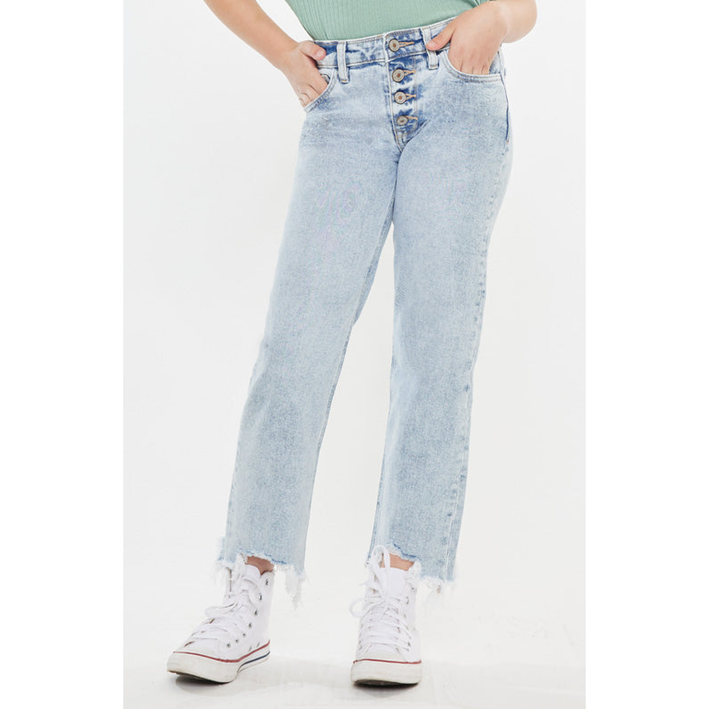 Kancan Kids' Kandy High Rise Cropped Straight Jeans In Blue