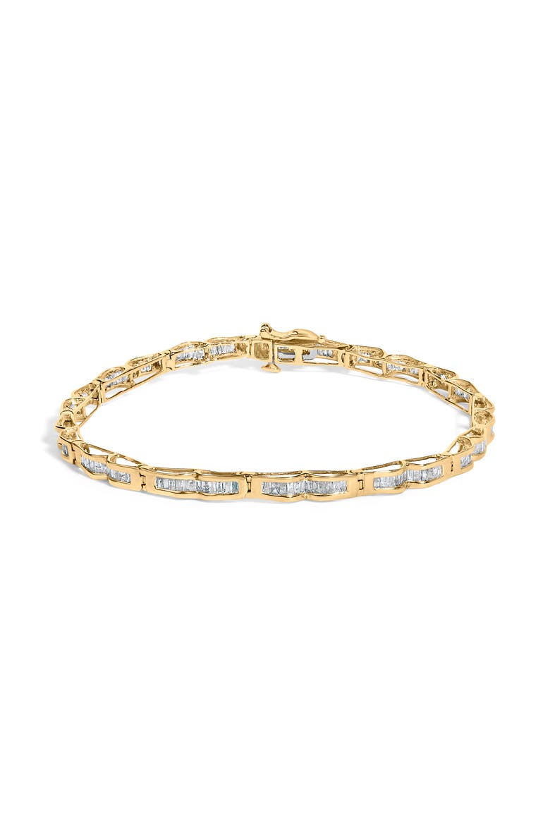 10K Yellow Gold 2.00 Cttw Baguette Diamond Channel Set Link Bracelet, Main, color, Yellow Gold