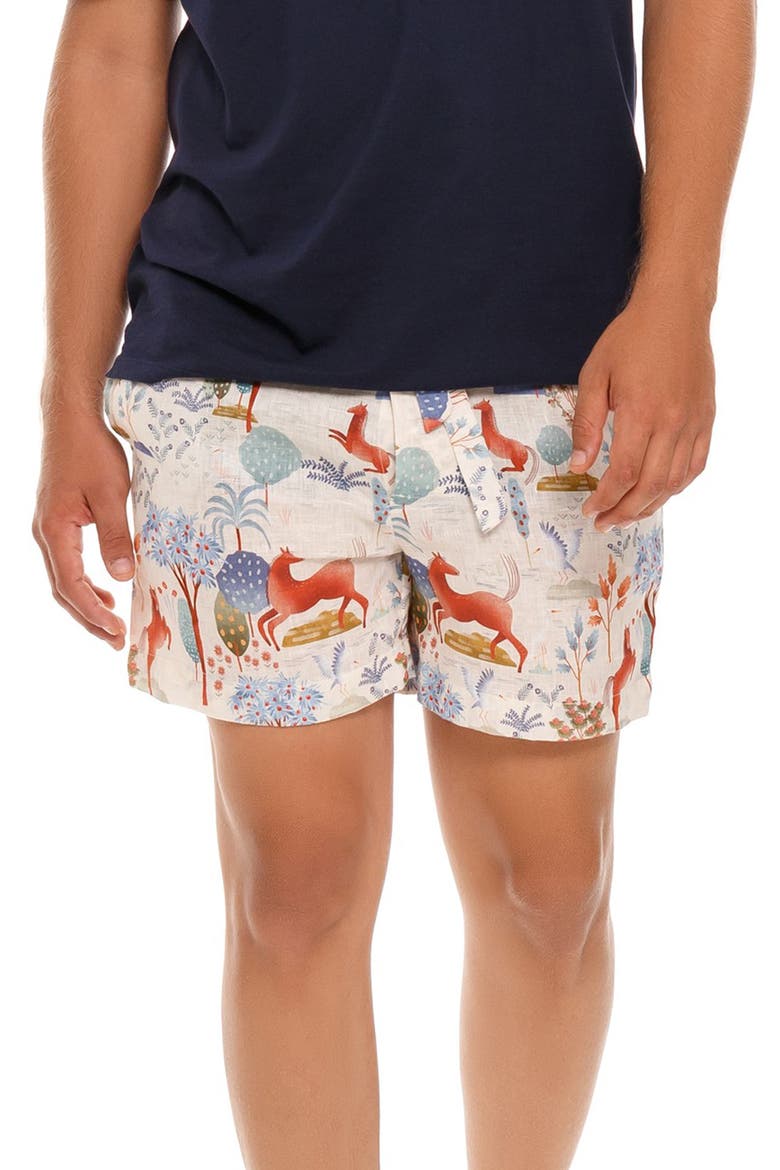 Ben Equus Linen Sleep Shorts, Main, color, BLUE