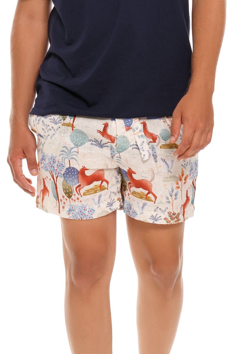 The Lazy Poet Ben Equus Linen Sleep Shorts, Main, color, Blue