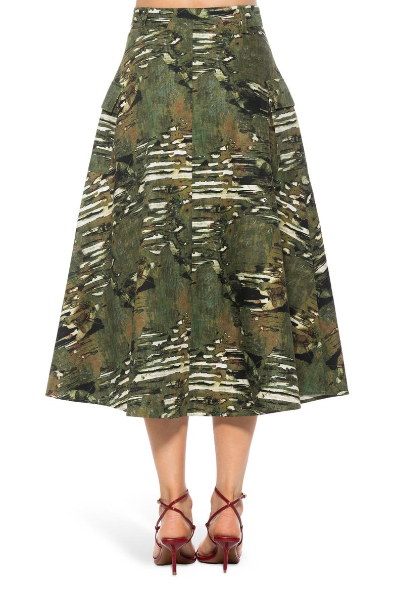 Avery Cargo Midi Skirt, Alternate, color, GREEN ABSTRACT