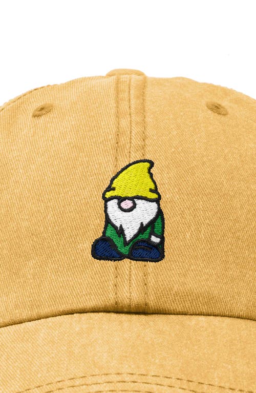 Dalix Gnome Embroidered Dad Hat In Washed Gold