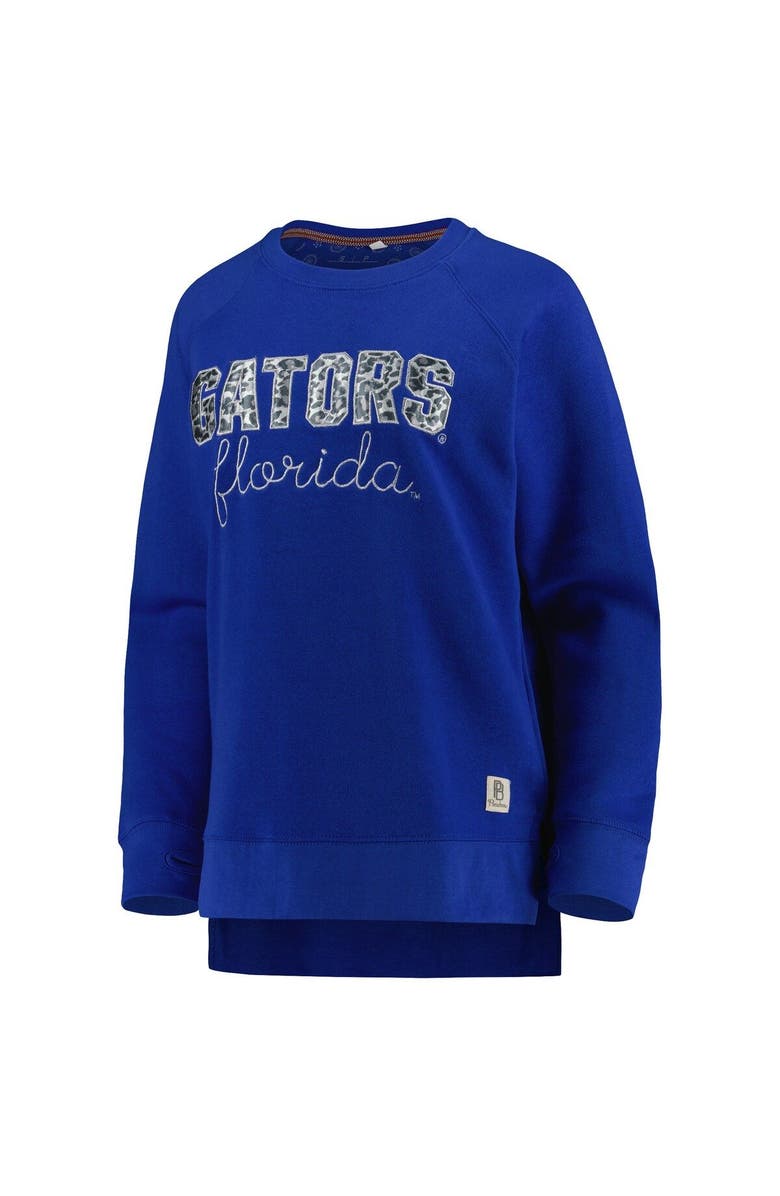 PRESSBOX Women's Pressbox Royal Florida Gators Steamboat Animal Print Raglan Pullover Sweatshirt, Alternate, color,