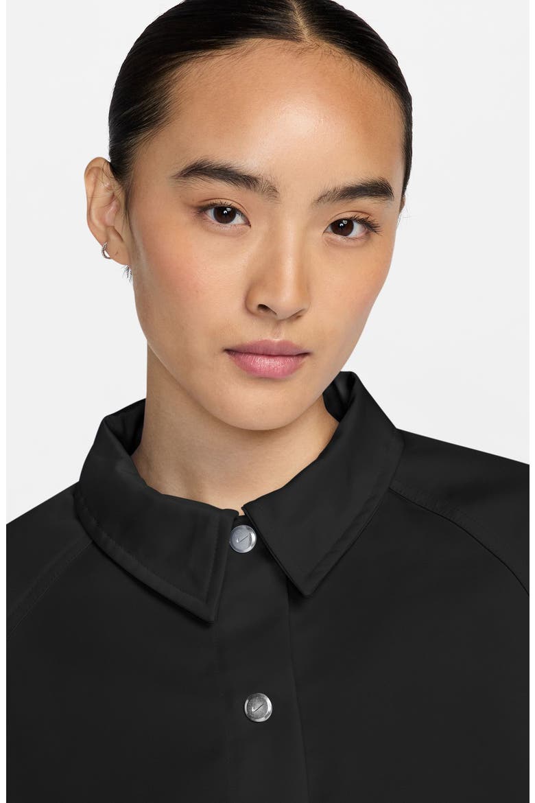 Sportswear Water Repellent Satin Coach Jacket, Alternate, color, BLACK/ SAIL