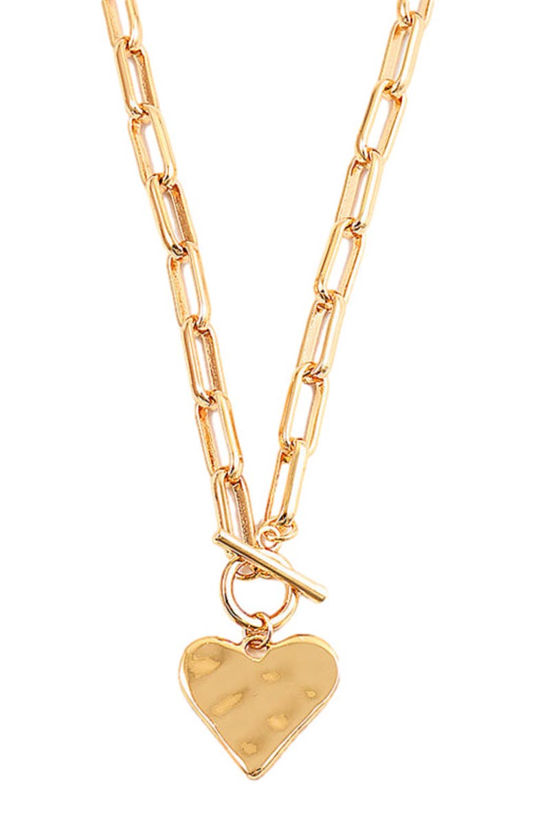 Erin McDermott Jewelry Hammered Heart Toggle Necklace, Alternate, color, Gold