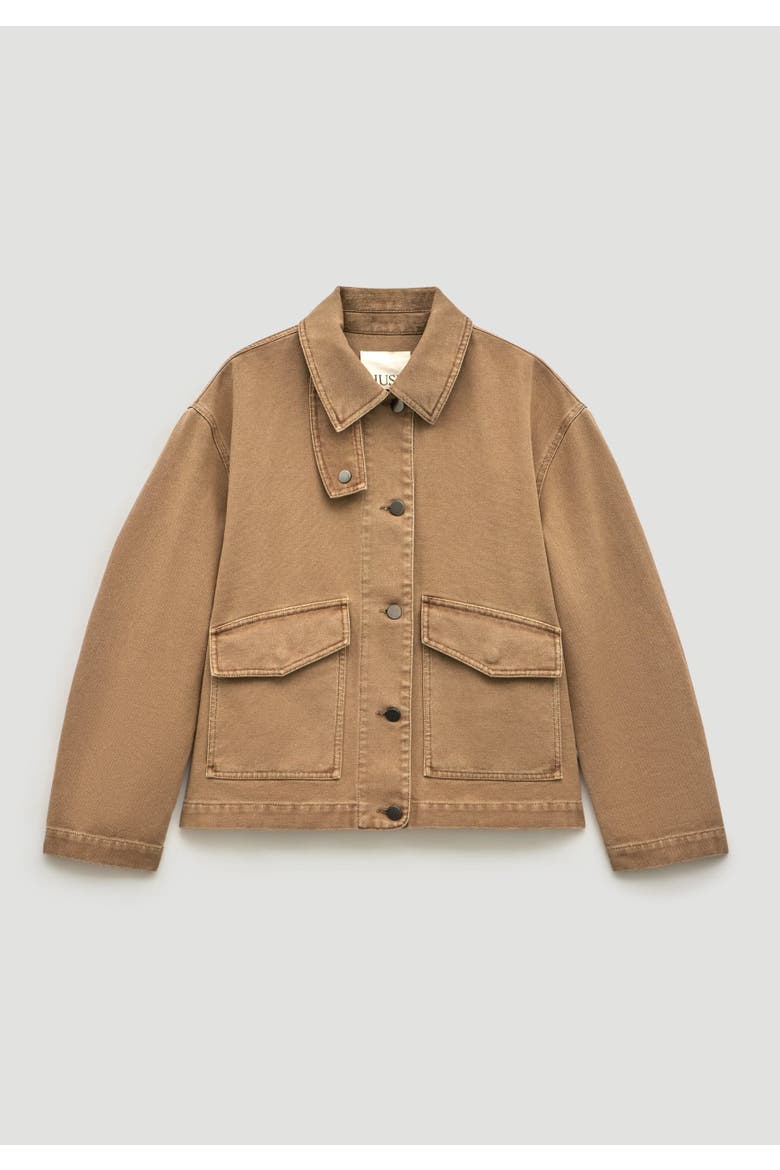 Elara Washed Funnel Neck Utility Jacket, Alternate, color, Stone Brown