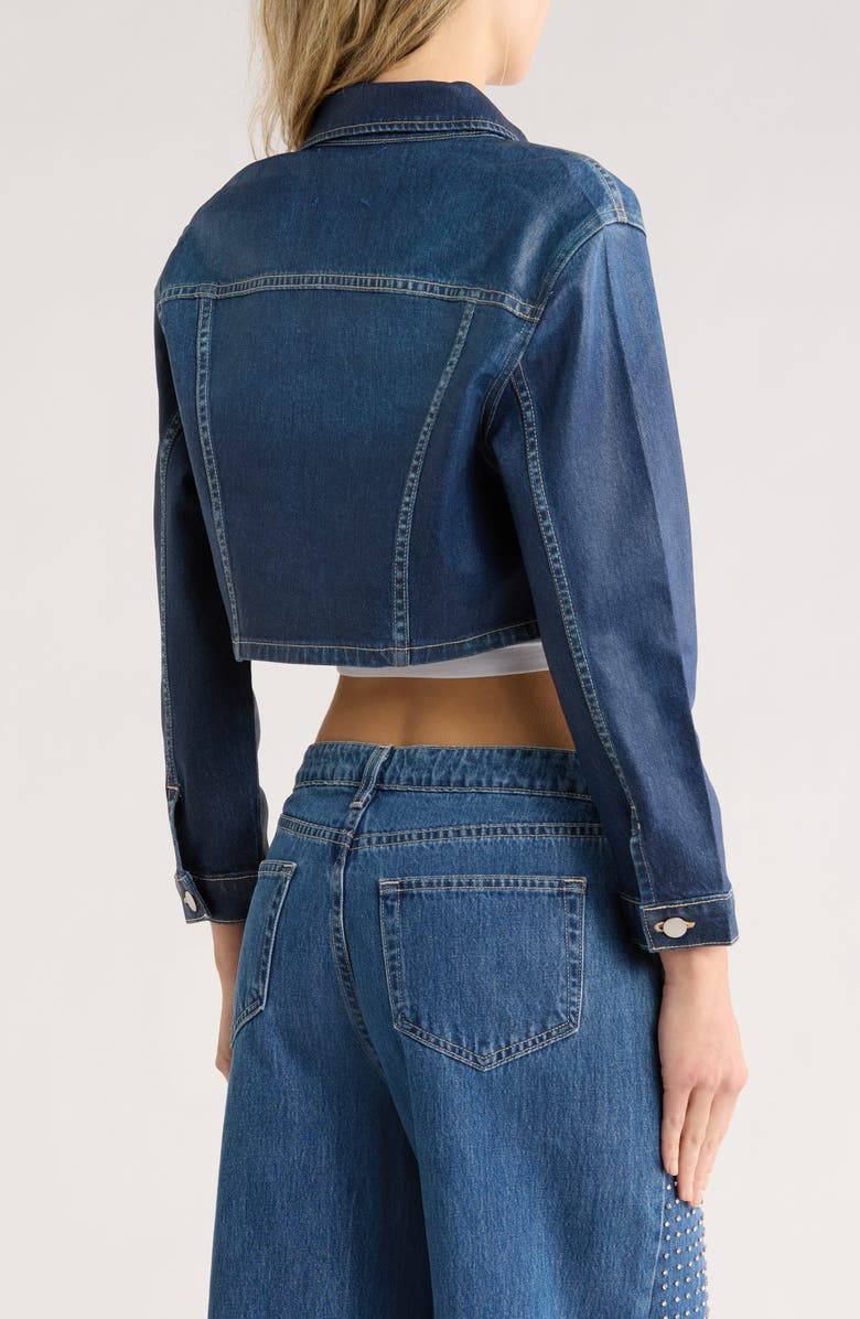 L'AGENCE Genevie Crop Coated Denim Jacket, Alternate, color, Ladera Coated