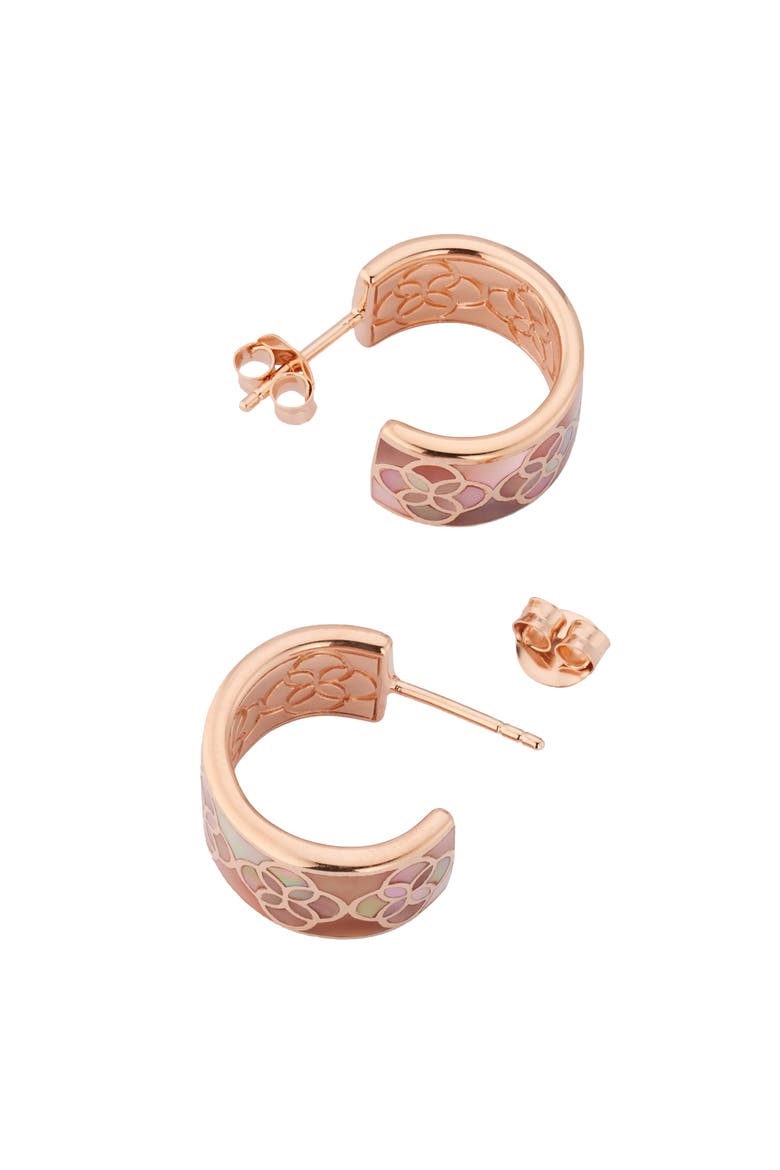 Petal Gemstone With 18K Rose Gold Overlay Sterling Huggie Earring, Alternate, color, ROSE