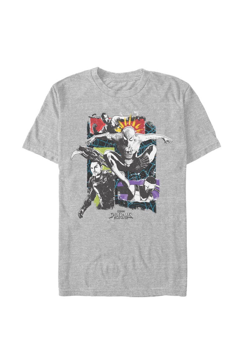 Men's Spider-Man Brand New Day Action Poses Collage  Graphic T-Shirt, Main, color, Sport Grey