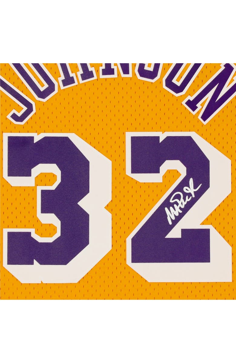 FANATICS AUTHENTIC Magic Johnson Los Angeles Lakers Autographed Gold Mitchell & Ness Hardwood Classics Swingman Jersey, Alternate, color, 