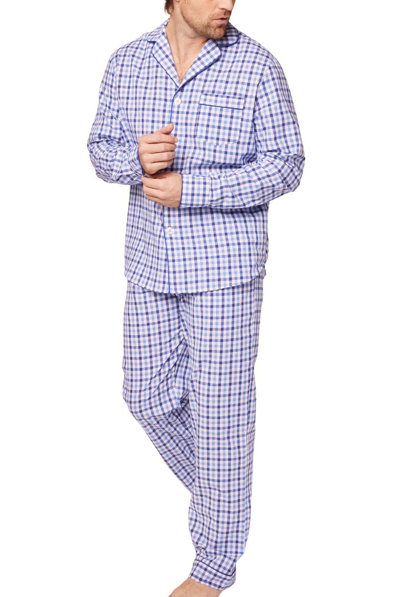 Gingham Pajama Set, Main, color, BLUE